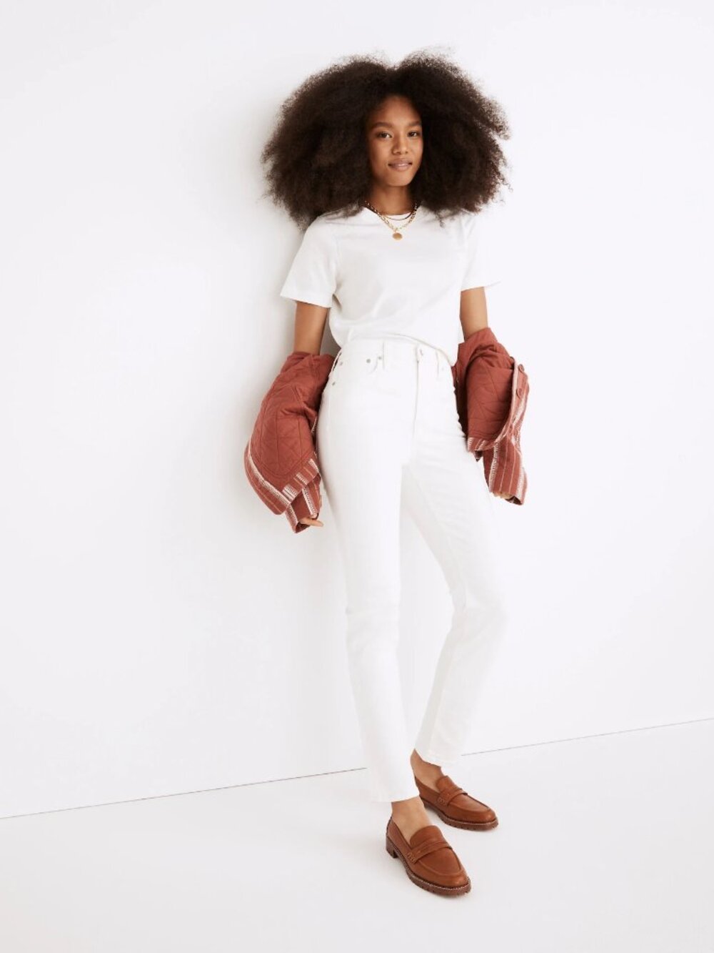 MADEWELL The High-Rise Perfect Vintage Jean in Tile White Size 28